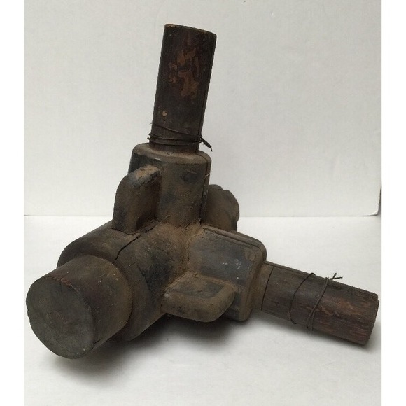 2 Piece Vtg Antique 1916 Wood Foundry Molds Steampunk Art Industrial Molds